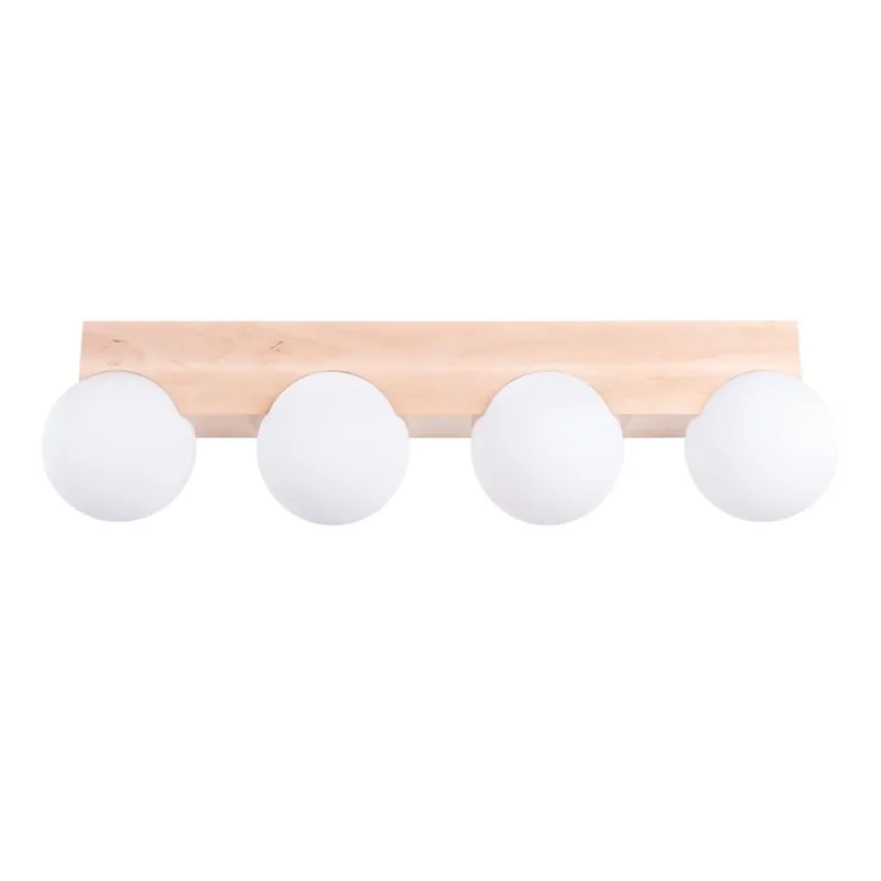 Regleta Liea 4 luces, madera natural Certificado