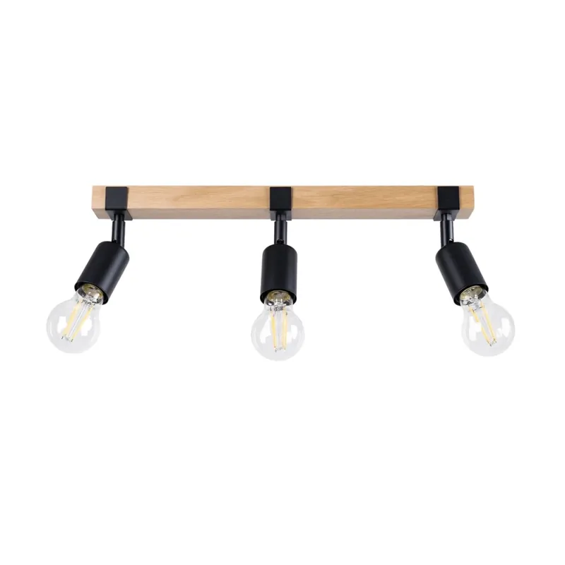 Regleta Nora negro, 3 luces Pago Seguro