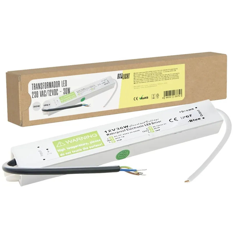 No Te Lo Pierdas Transformador AC/DC 230V a 12V 30W IP67 Aluminio 202x29x20mm