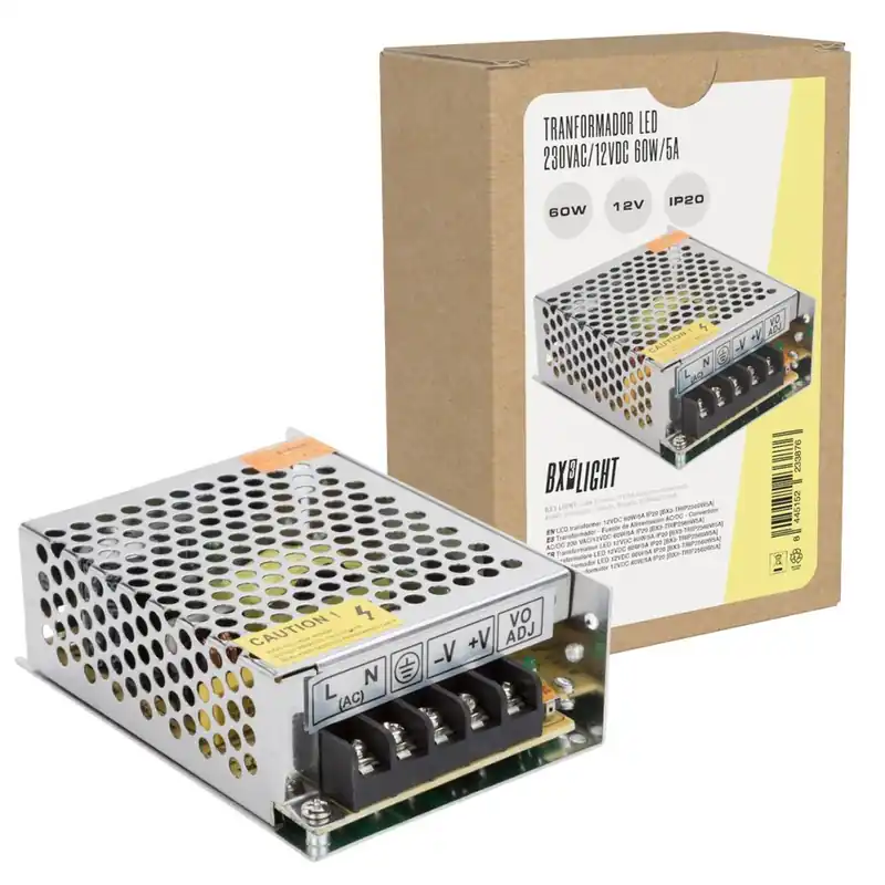 Alta Calidad Transformador AC/DC 230V a 12V 5A 60W IP20 Aluminio