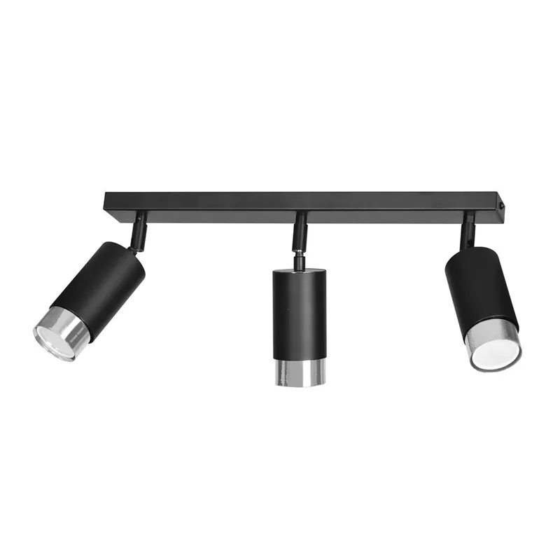 Regleta de techo Mura Negro/Cromo (3 luces) Súper Precio