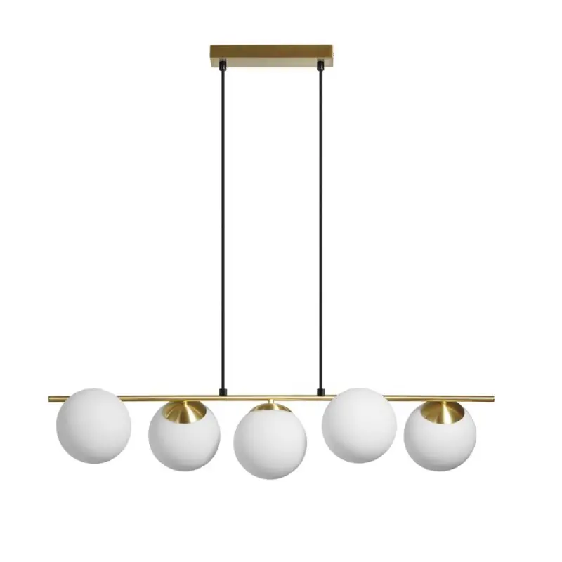 Oferta Especial Lámpara de techo colgante Rondo 5 luces 5xE27 acabado metal latón cristal opal blanco estilo vintage