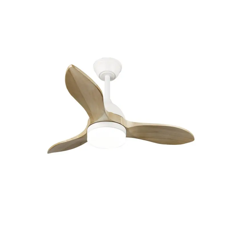 Barato Ventilador de techo Beta blanco/Madera LED 20w 3CCT acabado blanco aspas madera natural estilo moderno motor DC 92cm Ø