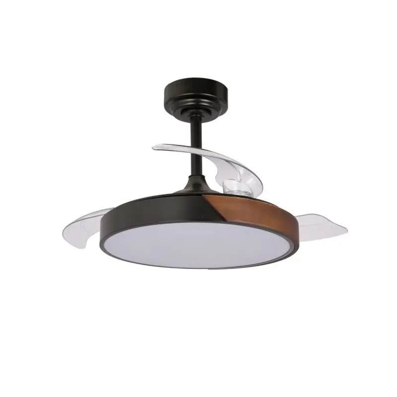 Compra Hoy Ventilador de techo Taoro Mini negro LED 46w 3CCT acabado negro estilo moderno aspas plegables motor DC 92cm Ø