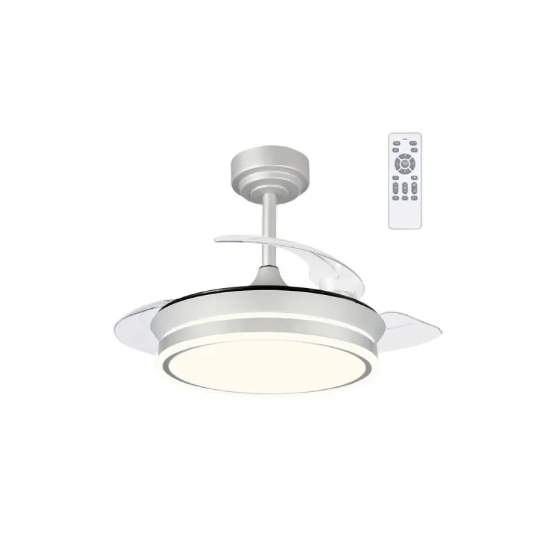 Ventilador de techo Martina plata LED integrado 46w 3CCT acabado plata estilo moderno aspas plegables motor DC 92cm Ø Rebajas