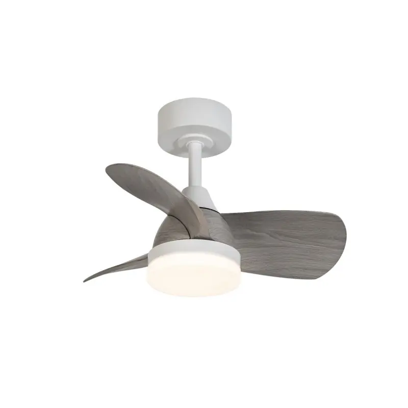 Últimas Unidades Ventilador de techo Byan blanco/ceniza LED 18w 3CCT acabado blanco efecto madera tono ceniza estilo moderno motor DC 60cm Ø