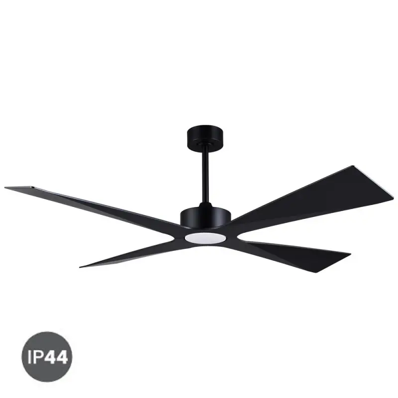 Ventilador de techo Bali negro LED 18w 3CCT acabado negro estilo moderno motor DC apto para exterior IP44 137cm Ø Marca Reconocida