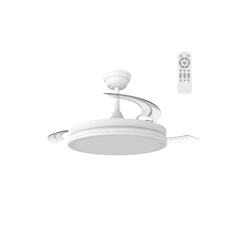 Alta Calidad Ventilador de techo Nuit LED 48w 3CCT acabado blanco estilo moderno aspas plegables motor DC 106 cm Ø