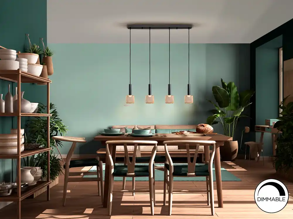 Comprar En Línea Lámpara de techo colgante Schuller Sincro 4 luces negro y oro 3000K