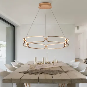 Lámpara de techo colgante Schuller Colette oro rosa 3000K regulable con mando Ø80cm 786966D Descuento
