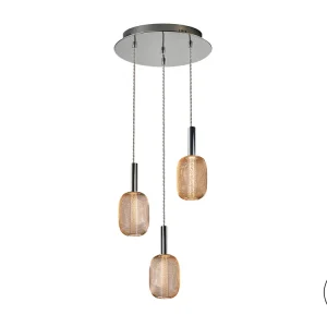 Envío Inmediato Lámpara de techo colgante Schuller Micrón 3 luces cromo y oro 3000K Ø36cm