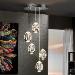 Descuento Lámpara de techo colgante Schuller Rocío 5 luces transparente y cromo 3000K