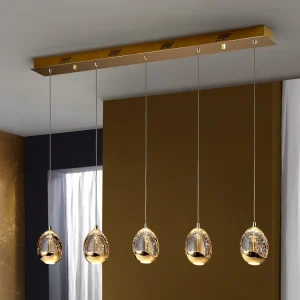 Certificado Lámpara de techo colgante Schuller Rocío 5 luces dorado y champán con burbujas 3000K