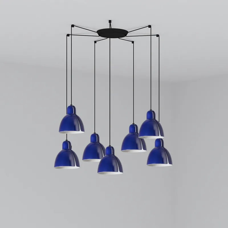 Lámpara de techo colgante Faro Venice 7 luces E27 LED azul brillo 64255-115-7L Liquidación