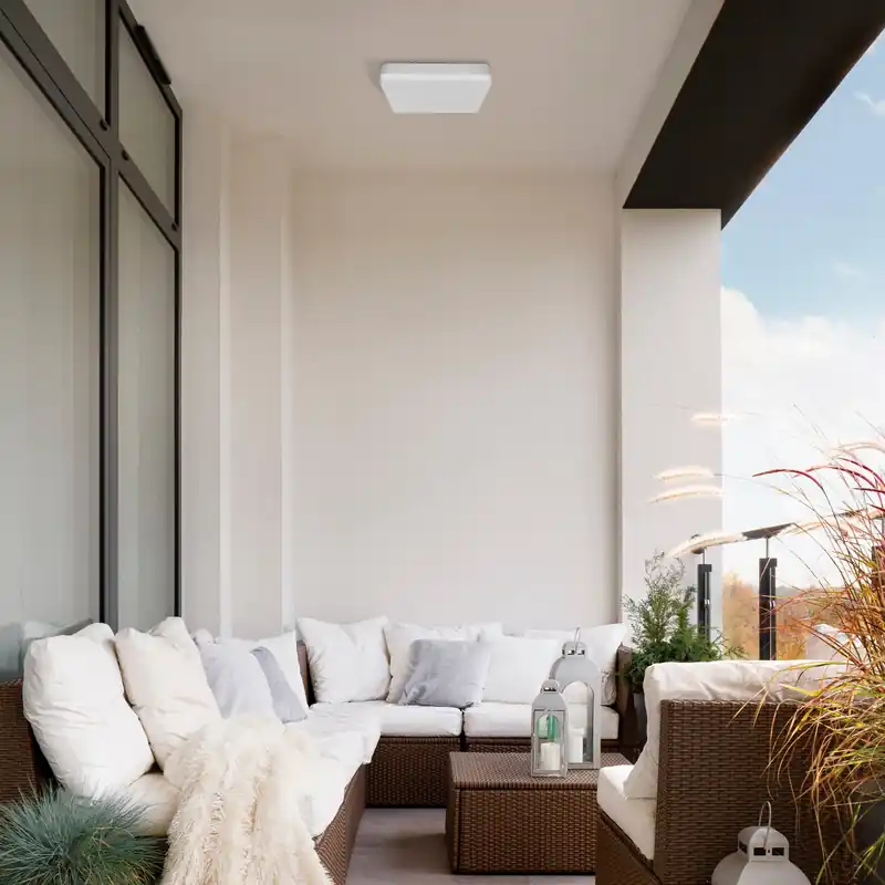Devolución Gratuita ACB Plafón LED exterior cuadrado blanco 24W 4000K IP54 sensor movimiento regulable P351213BMS