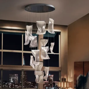 Compra Ahora Lámpara de techo colgante Schuller Velos grande 13 luces cromo y micro 3000K regulable 609647ND