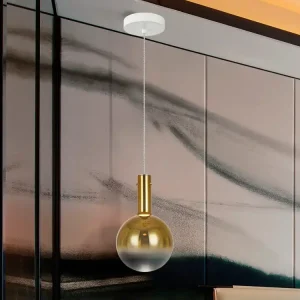 Pago Seguro Lámpara de techo colgante Schuller Matices 1 luz blanco y oro cristal soplado 3000K