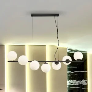 Súper Precio Lámpara de techo colgante bolas Schuller Inoa 7 luces negro y ácido opal