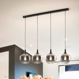 Alta Calidad Lámpara de techo colgante Schuller Opaz 4 luces negro y degradado smoke