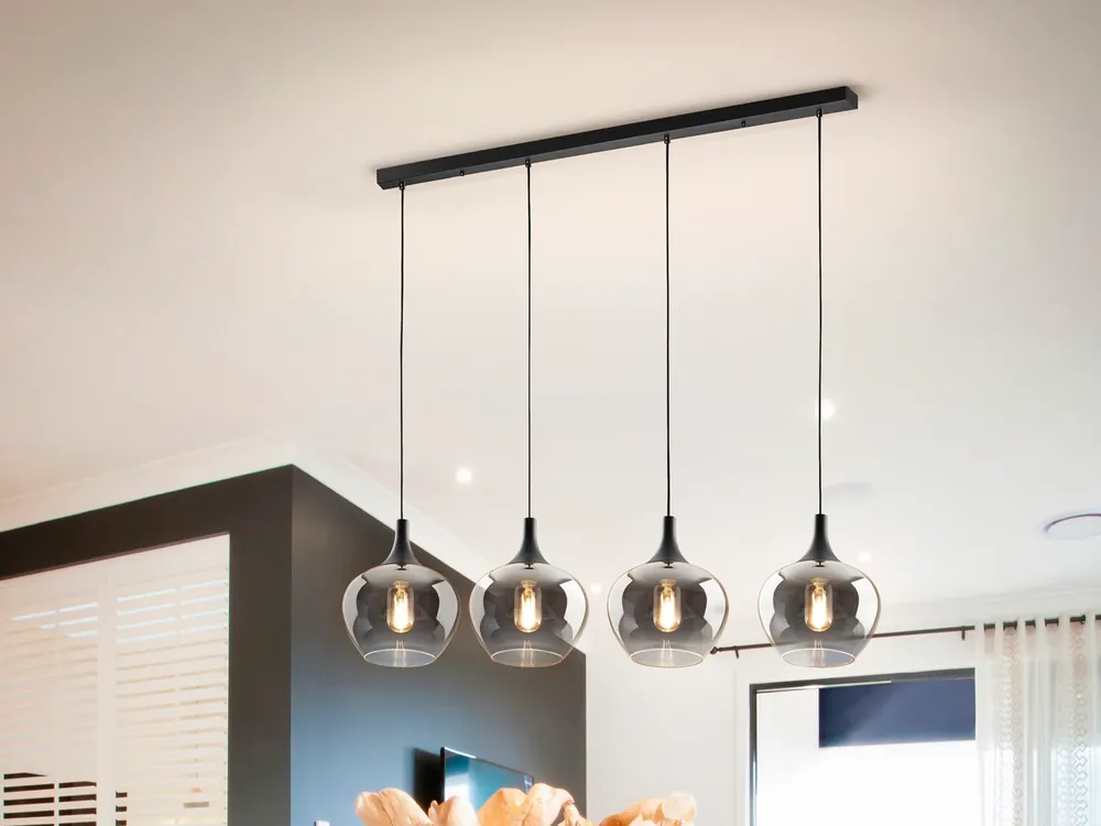 Alta Calidad Lámpara de techo colgante Schuller Opaz 4 luces negro y degradado smoke